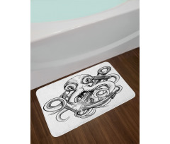 Octopus Ship Sketch Bath Mat