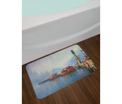 Harbor Boats and Birds Bath Mat