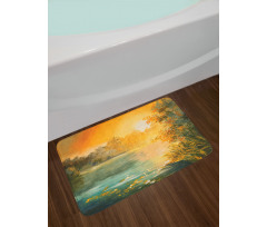 Retro Lake Scenery Art Bath Mat
