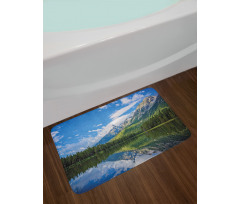 Mountain Lake Scenery Bath Mat