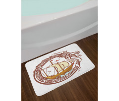 Sailing Boat Waves Dragon Bath Mat