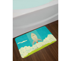 Flying Rocket Clouds Art Bath Mat