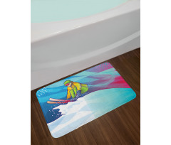 Man Skiing Sportive Scene Bath Mat