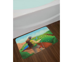 Man with a Backpack Hike Bath Mat