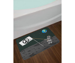 Astronaut Setting a Flag Bath Mat