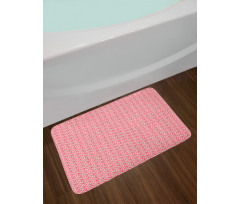 Wavy Lines and Flower Motif Bath Mat