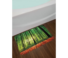 Sunlight Forest Trees Bath Mat