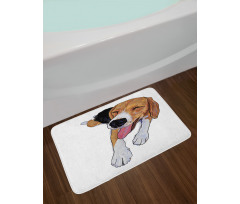 Smiling Resting Dog Sketch Bath Mat