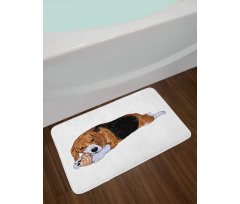 Dog with Toy Play Time Art Bath Mat