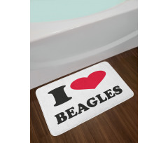 I Love Beagles Lettering Bath Mat