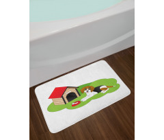 Dog House Bone Grass Graphic Bath Mat