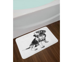 Monochrome Sketch Dog Friend Bath Mat