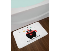 Bear Holding a Cup Bath Mat