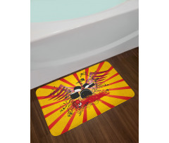 Grunge Style Music Equipment Bath Mat