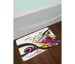 Retro Musical Abstract Art Bath Mat