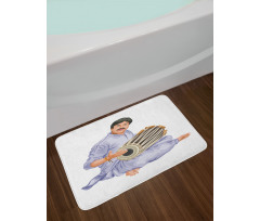 Man in Ethnic Orient Clothes Bath Mat