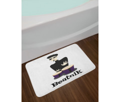 Beatnik Wording Cool Drummer Bath Mat