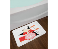 Whimsical Panda Hit Man Text Bath Mat