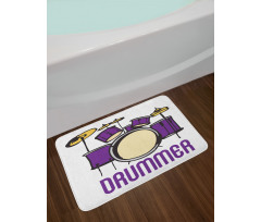 Drummer Wording Graphic Image Bath Mat