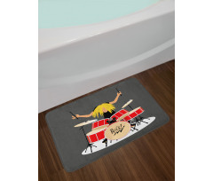 Rock and Roll Style Young Man Bath Mat