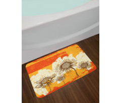 Abstract Drawing Flowers Bath Mat