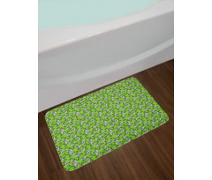 Exotic Graphic Flowers Leaves Bath Mat