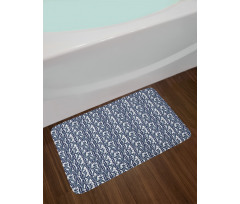 Slate Blue Stripes on Leaves Bath Mat