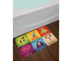 Retro Circus Animals Bath Mat