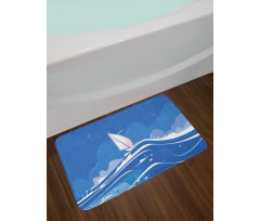 Clouds Seagulls Boat Bath Mat