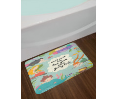 Calligraphy Mermaids Bath Mat