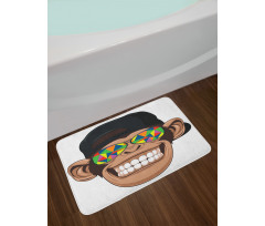 Hipster Monkey Glasses Bath Mat