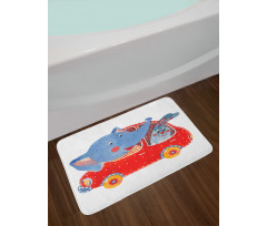 Funny Animal in a Car Bath Mat