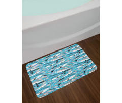 Unicorn Whales Algae Motifs Bath Mat