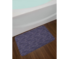 Crescent Moon Stars Clouds Bath Mat