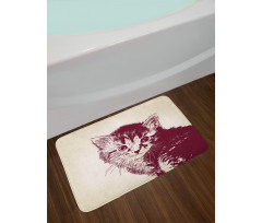 Grunge Retro Kitty Cat Bath Mat