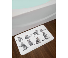 Striped Furry Animal Posing Bath Mat