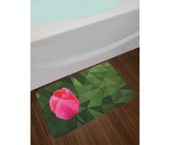 Geometric Tulip on Mosaic Bath Mat