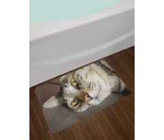 Low Poly Art Cat Portrait Bath Mat