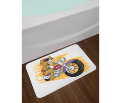 Doggie on a Motorcycle Bath Mat