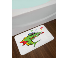 Crocodile Holding Guitar Bath Mat