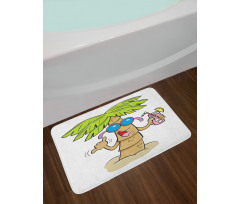 Fun Palm Tree Character Bath Mat