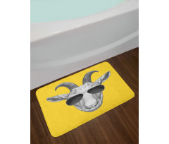 Grey Hand Drawn Goat Bath Mat