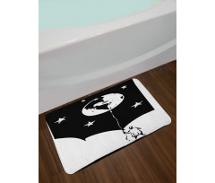 Boy Looking Up Stars Earth Bath Mat