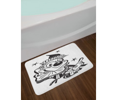 Whimsical Clown Portrait Bath Mat