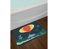 Hot Air Balloon and Animals Bath Mat