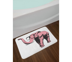 Cartoon Elephant in Glasses Bath Mat