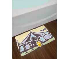 Carnival Scene Man and Tent Bath Mat