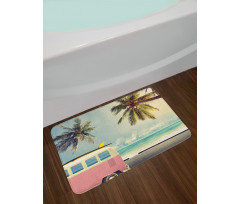 Retro Minivan on Beach Bath Mat