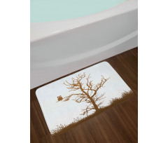 Owl Autumn Tree Branch Bath Mat