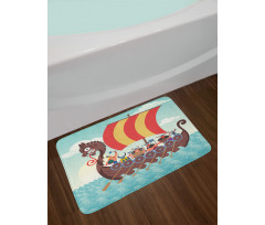 Dragon Ship and Characters Bath Mat